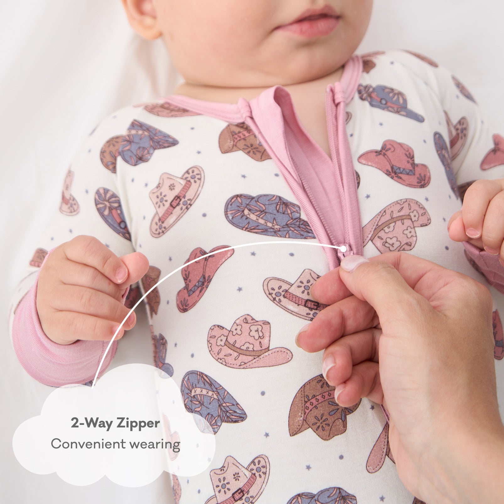 pureborn Baby Boys Sleeper Viscose from Bamboo Pajamas 2-Way Zipper Snug Fit Sleepwear Blue Cowboy Boots 0-3 Months