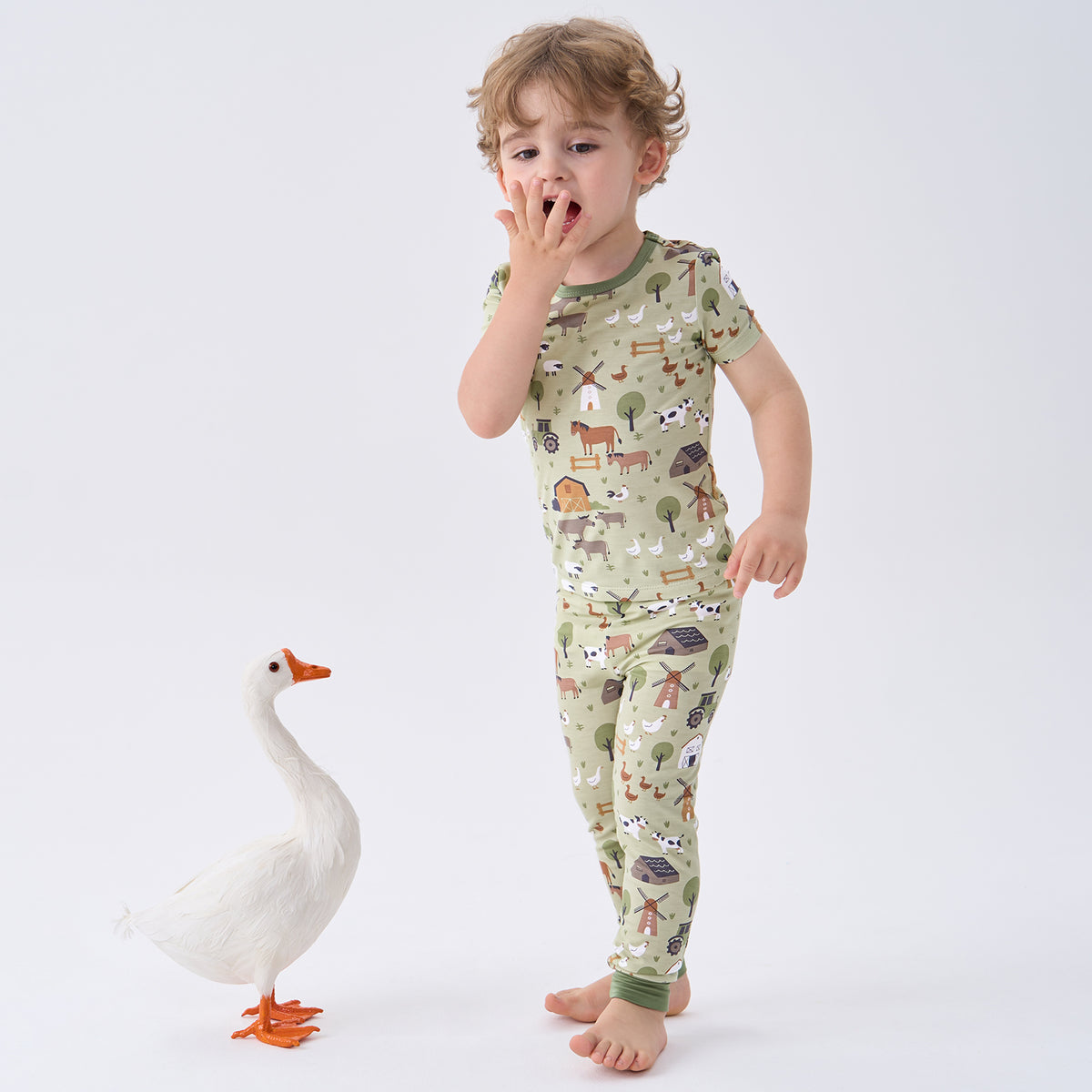 Viscose From Bamboo Pajamas Short Sleeve Long Pants Set