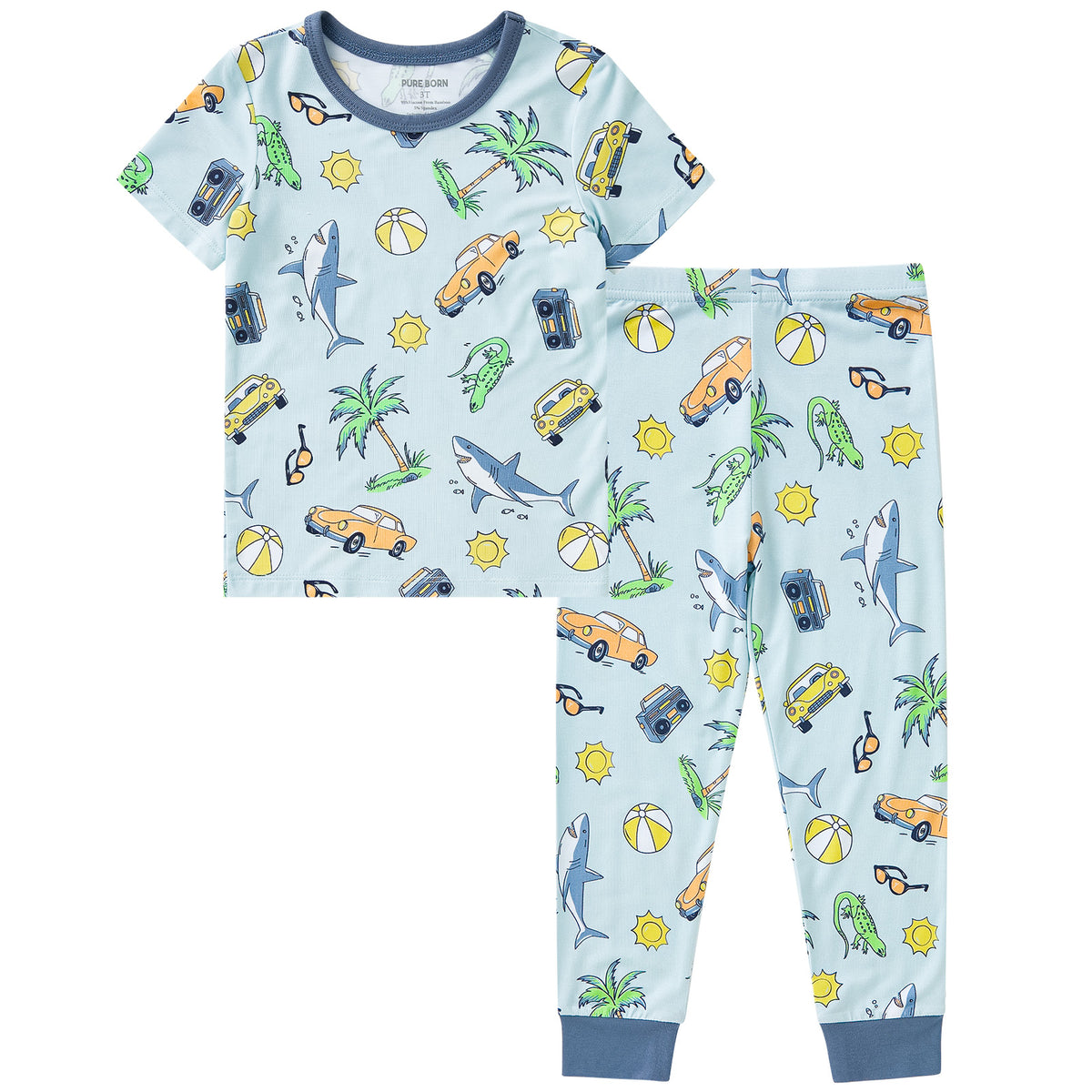 Viscose From Bamboo Pajamas Short Sleeve Long Pants Set