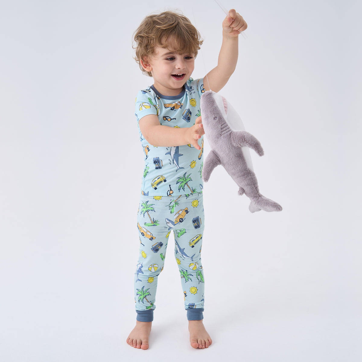Viscose From Bamboo Pajamas Short Sleeve Long Pants Set