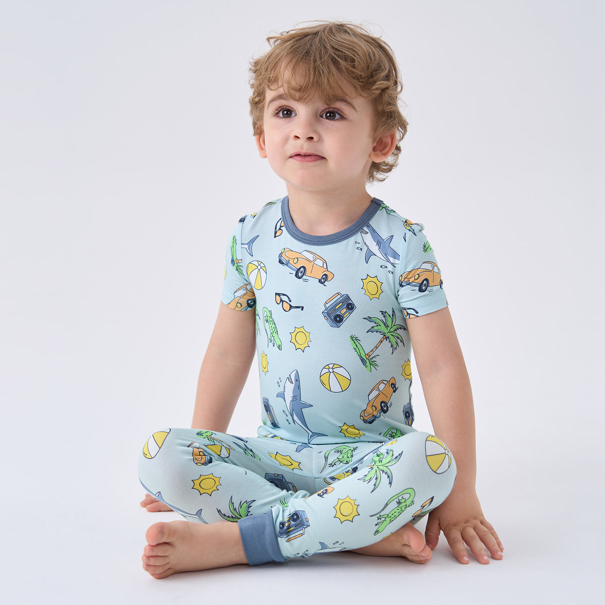 Viscose From Bamboo Pajamas Short Sleeve Long Pants Set