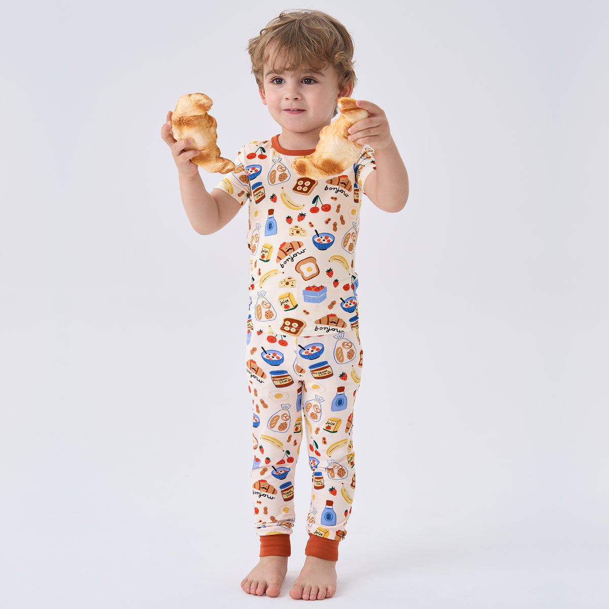 Viscose From Bamboo Pajamas Short Sleeve Long Pants Set