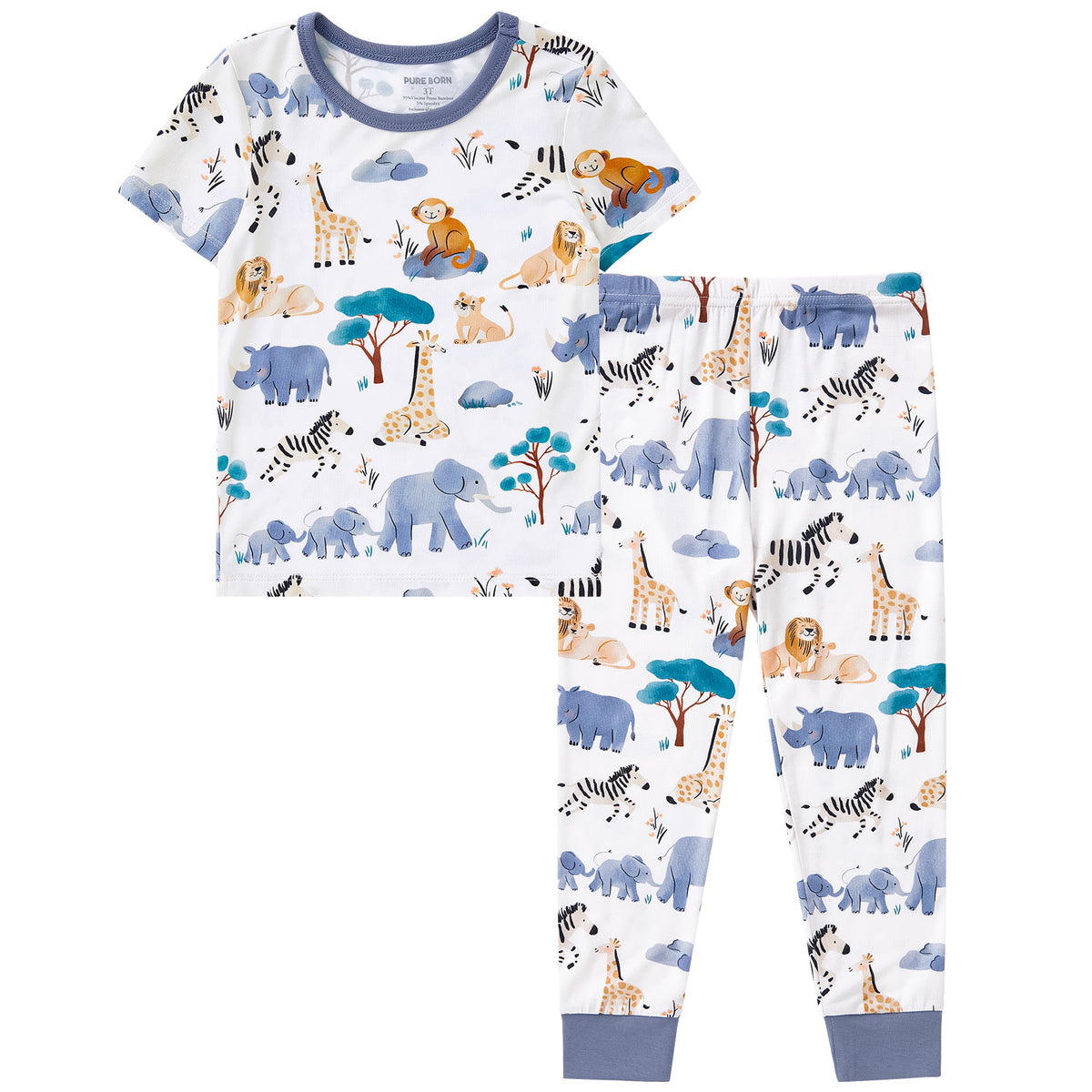 Viscose From Bamboo Pajamas Short Sleeve Long Pants Set