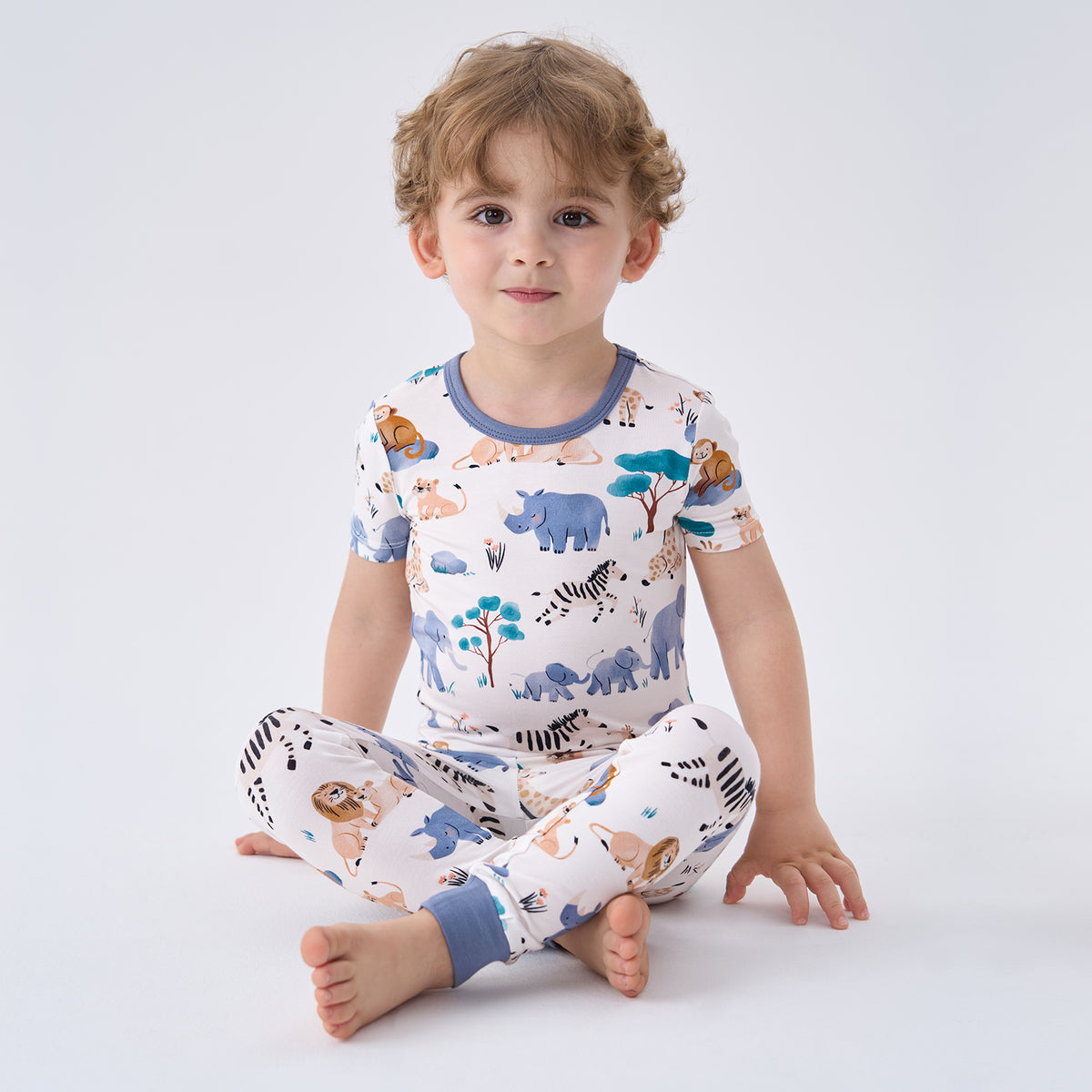 Viscose From Bamboo Pajamas Short Sleeve Long Pants Set