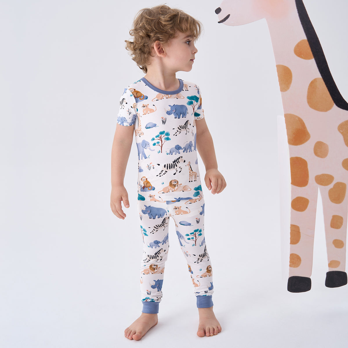 Viscose From Bamboo Pajamas Short Sleeve Long Pants Set