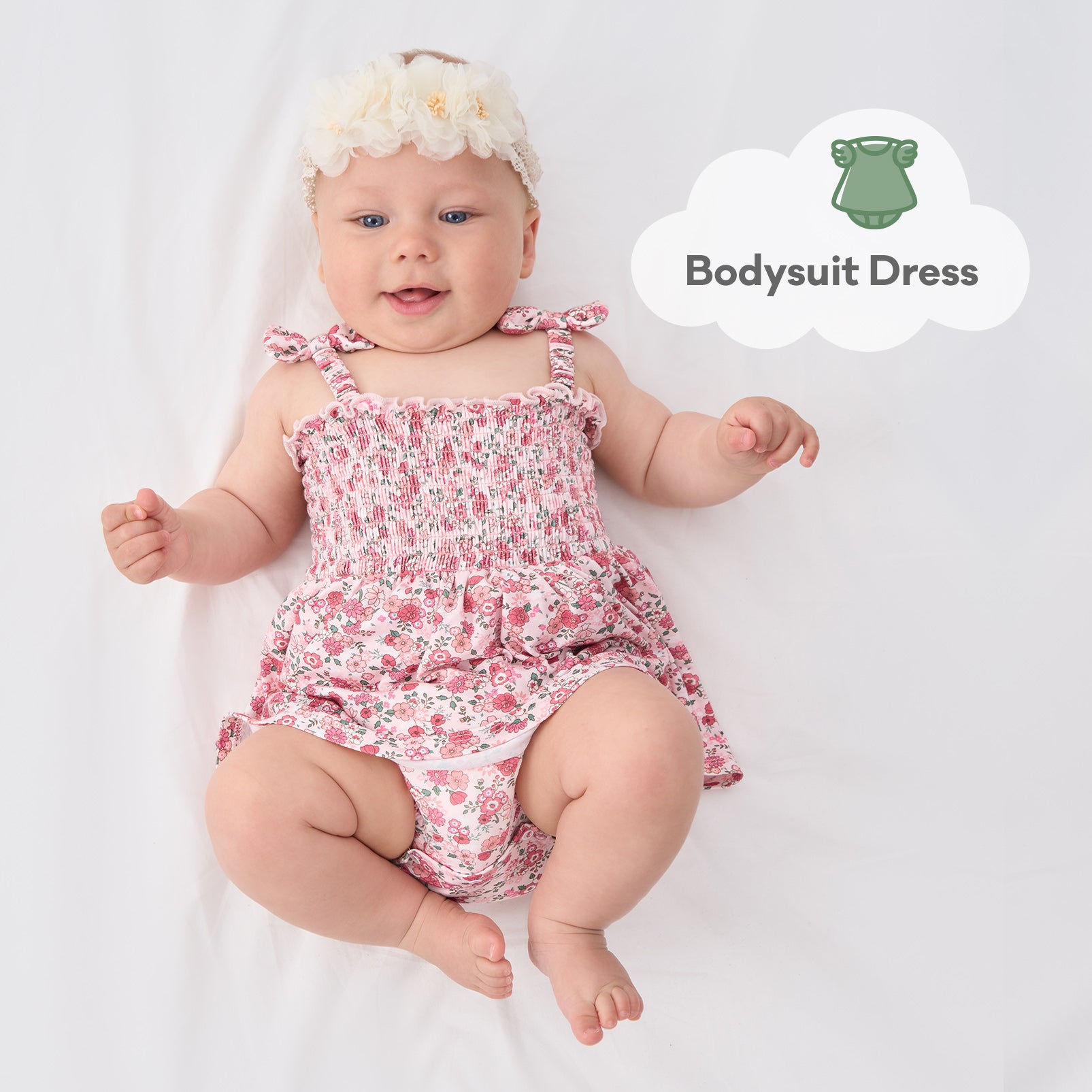 pureborn Baby GIrls Viscose from Bamboo Bodysuit Dress Ruffle Sleeve Romper Playwear Dresses 0-24M