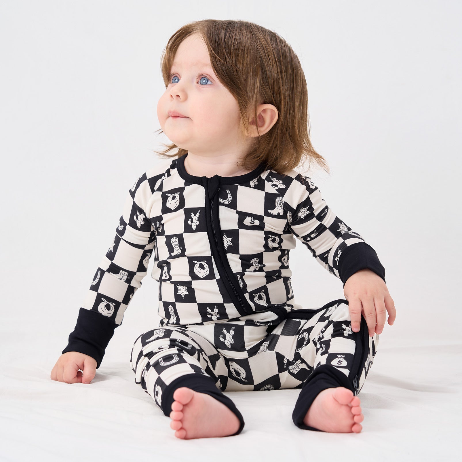 pureborn Baby Boys Sleeper Viscose from Bamboo Pajamas 2-Way Zipper Snug Fit Sleepwear Blue Cowboy Boots 0-3 Months