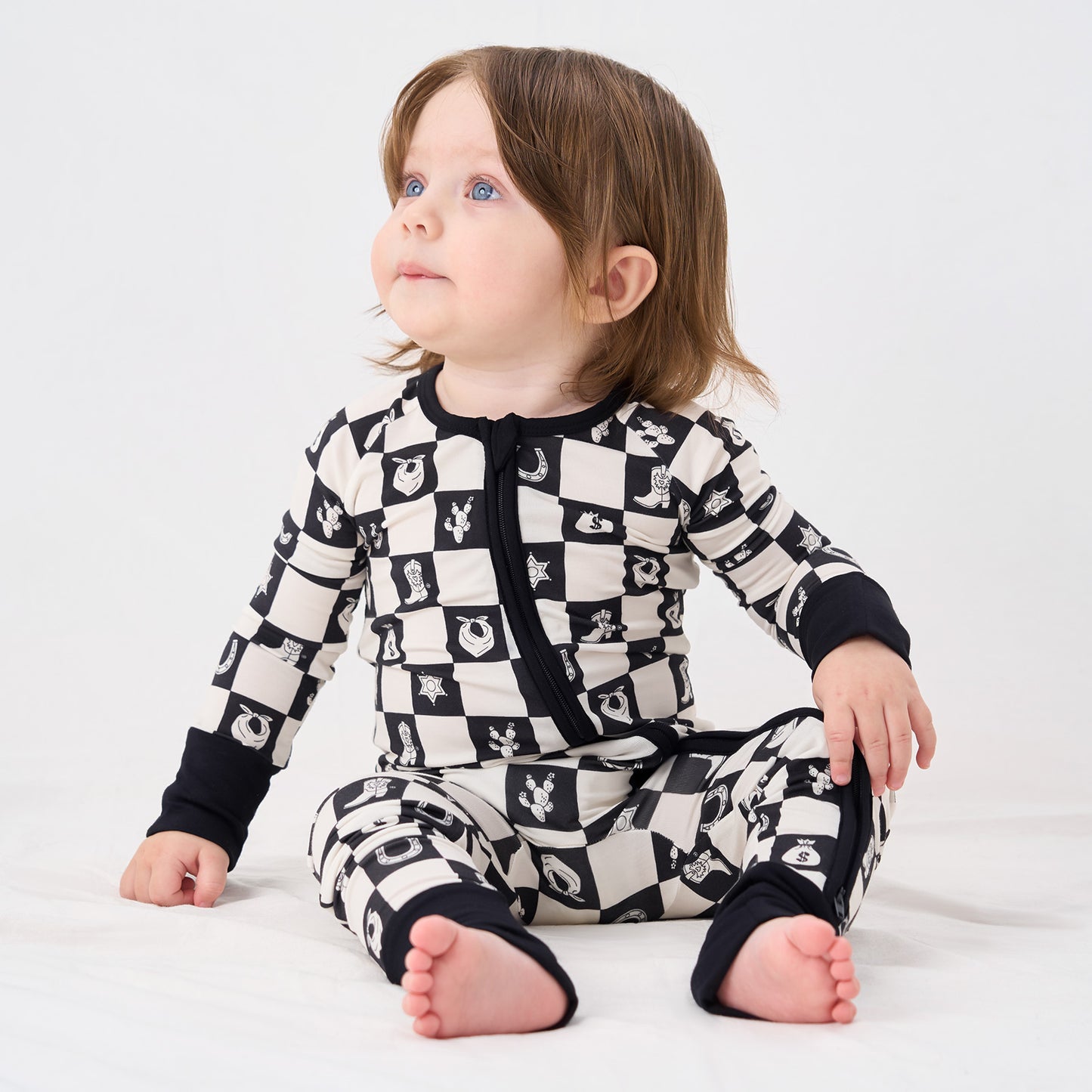 pureborn Baby Boys Sleeper Viscose from Bamboo Pajamas 2-Way Zipper Snug Fit Sleepwear Blue Cowboy Boots 0-3 Months