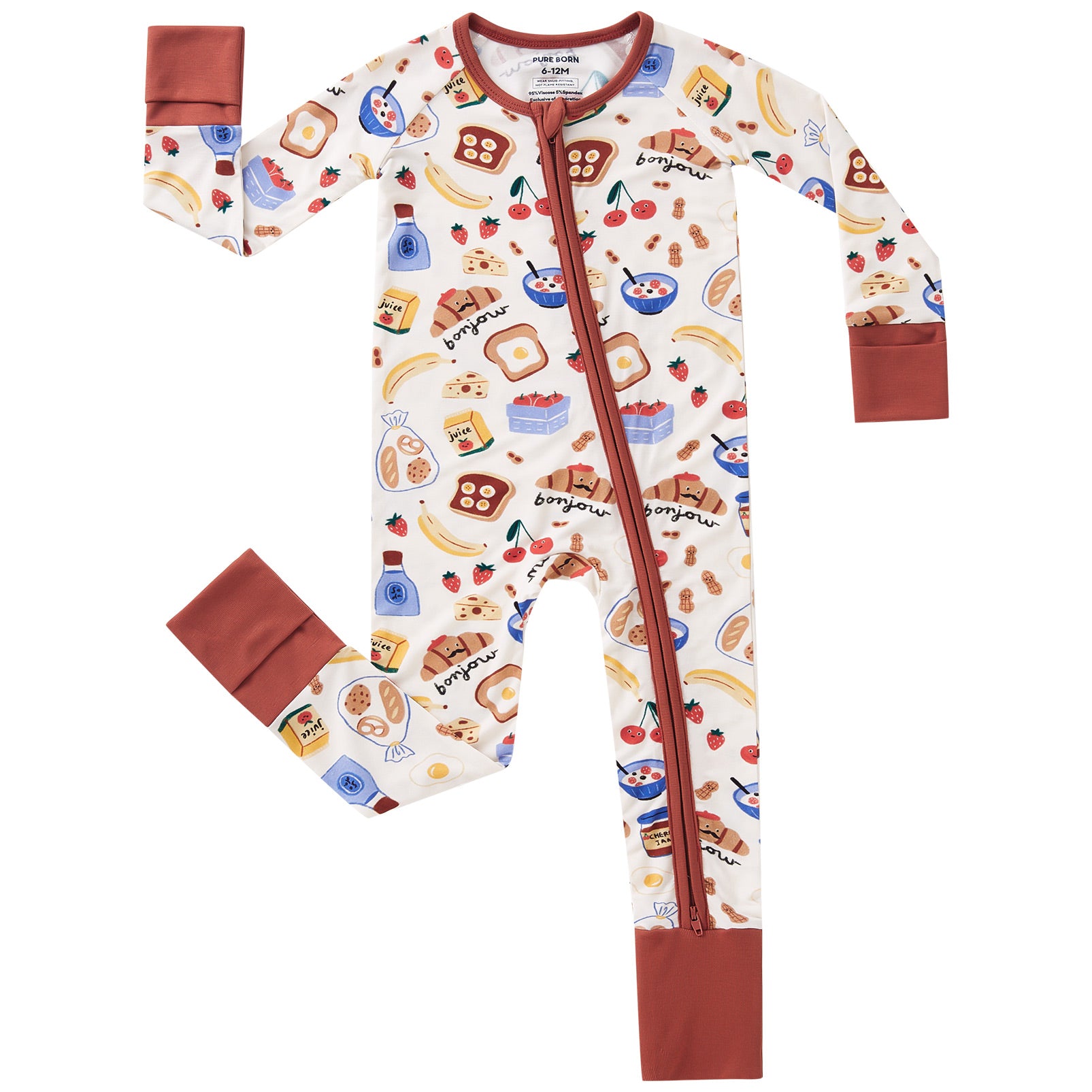 pureborn Baby Boys Sleeper Viscose from Bamboo Pajamas 2-Way Zipper Snug Fit Sleepwear Blue Cowboy Boots 0-3 Months