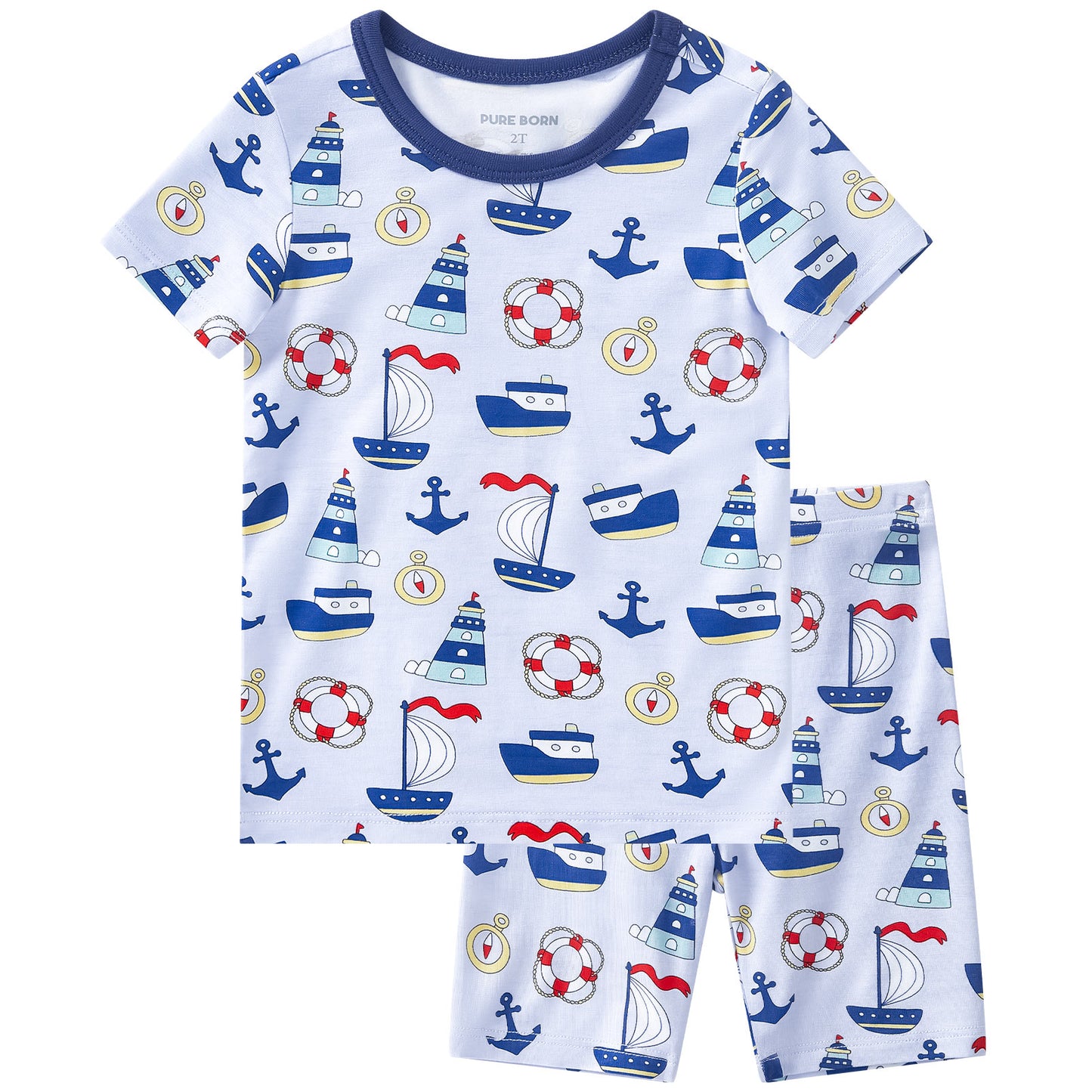 pureborn Toddler Little Kids Viscose From Bamboo Pajamas Set Short Sleeve Pjs Snug Fit Sleepwear 2pcs