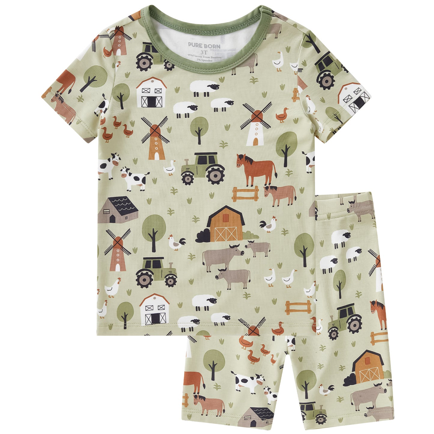 pureborn Toddler Little Kids Viscose From Bamboo Pajamas Set Short Sleeve Pjs Snug Fit Sleepwear 2pcs