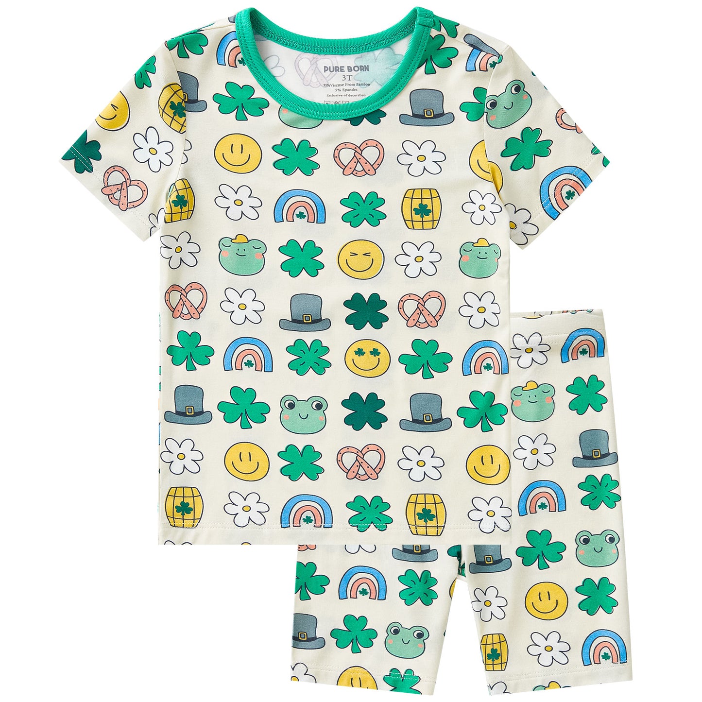 pureborn Toddler Little Kids Viscose From Bamboo Pajamas Set Short Sleeve Pjs Snug Fit Sleepwear 2pcs