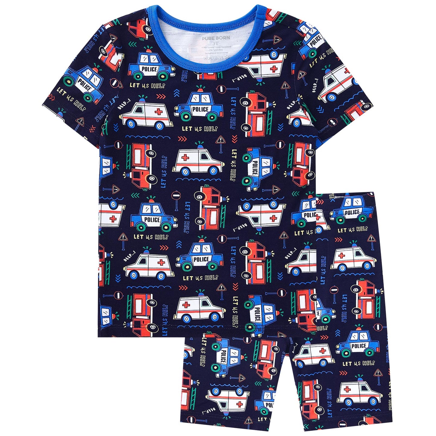 pureborn Toddler Little Kids Viscose From Bamboo Pajamas Set Short Sleeve Pjs Snug Fit Sleepwear 2pcs