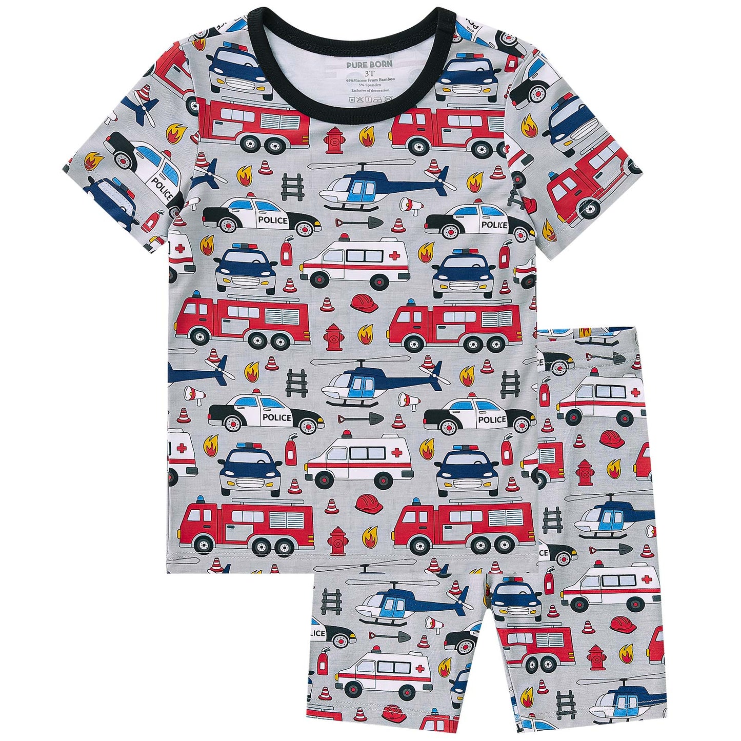 pureborn Toddler Little Kids Viscose From Bamboo Pajamas Set Short Sleeve Pjs Snug Fit Sleepwear 2pcs