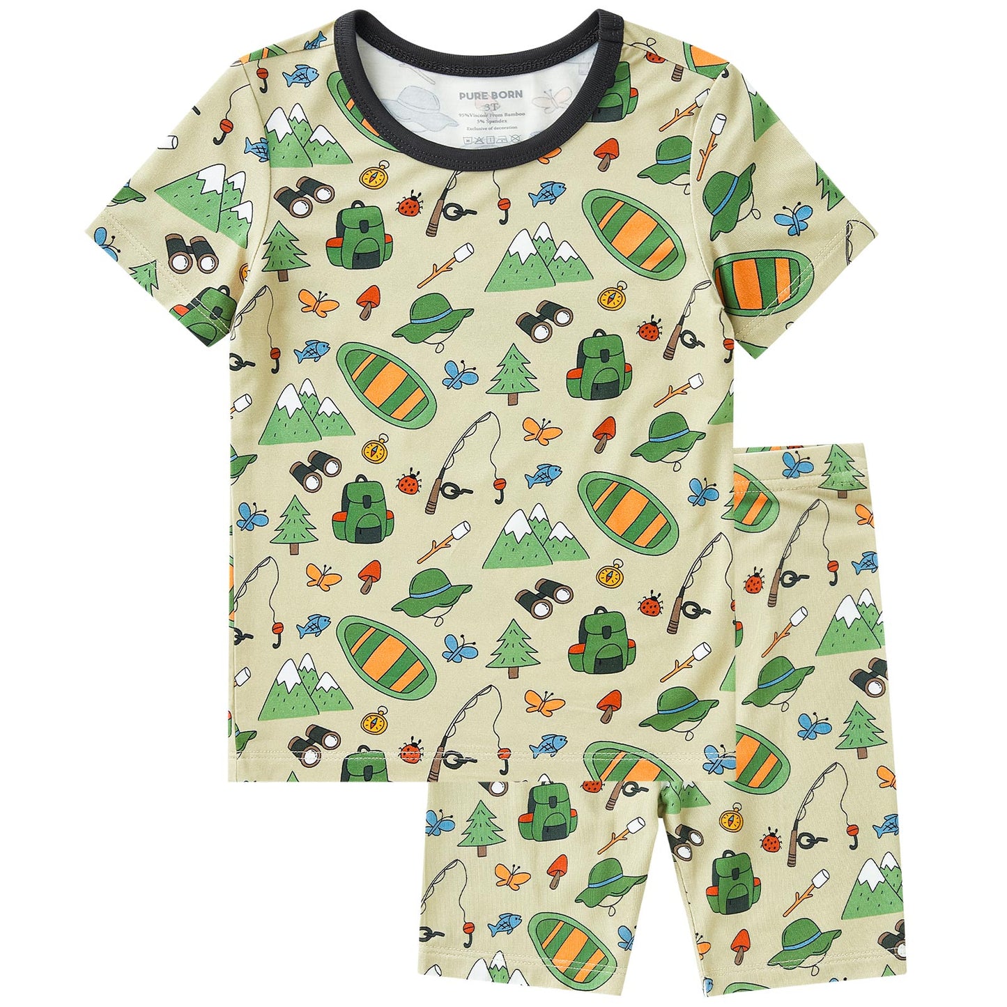 pureborn Toddler Little Kids Viscose From Bamboo Pajamas Set Short Sleeve Pjs Snug Fit Sleepwear 2pcs