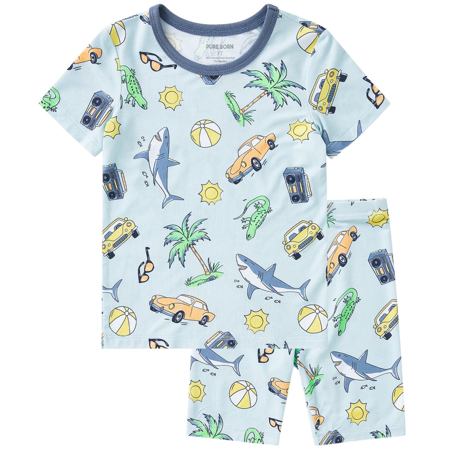pureborn Toddler Little Kids Viscose From Bamboo Pajamas Set Short Sleeve Pjs Snug Fit Sleepwear 2pcs