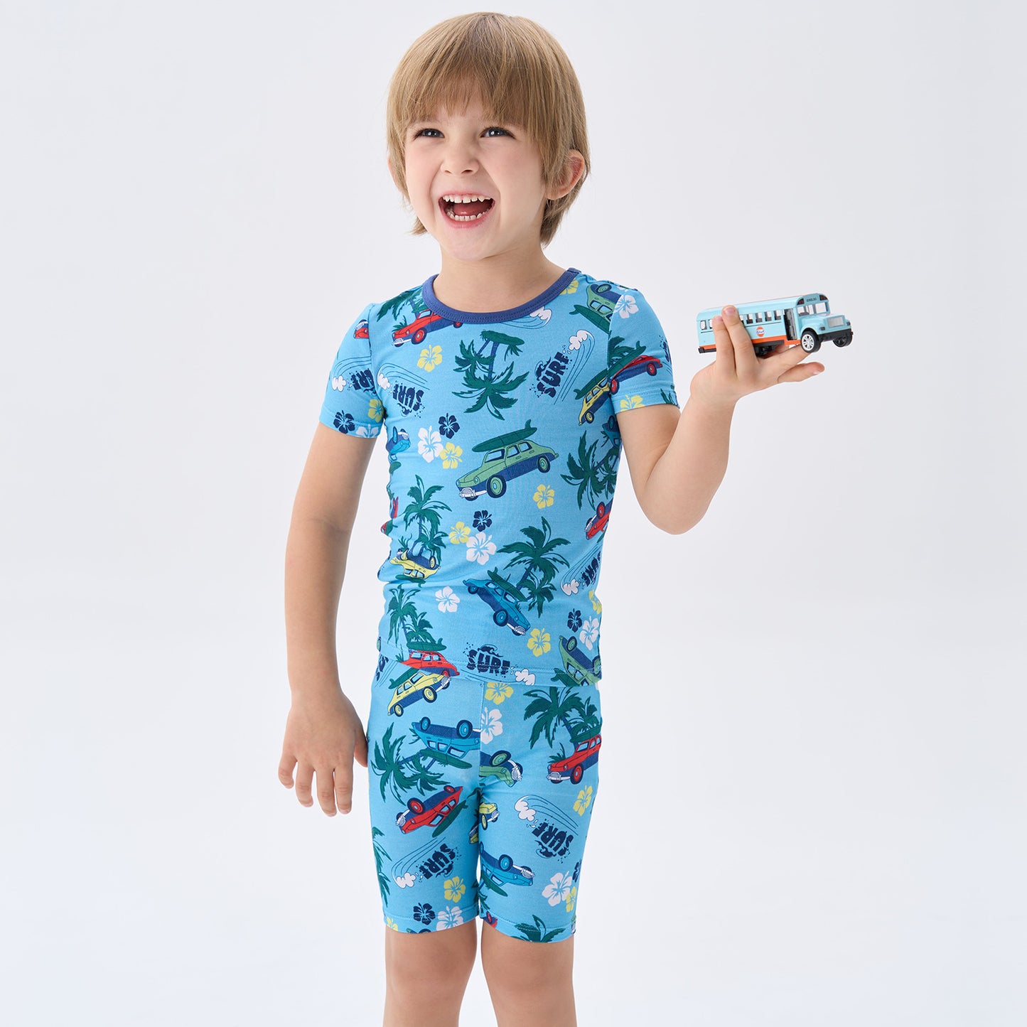 pureborn Toddler Little Kids Viscose From Bamboo Pajamas Set Short Sleeve Pjs Snug Fit Sleepwear 2pcs