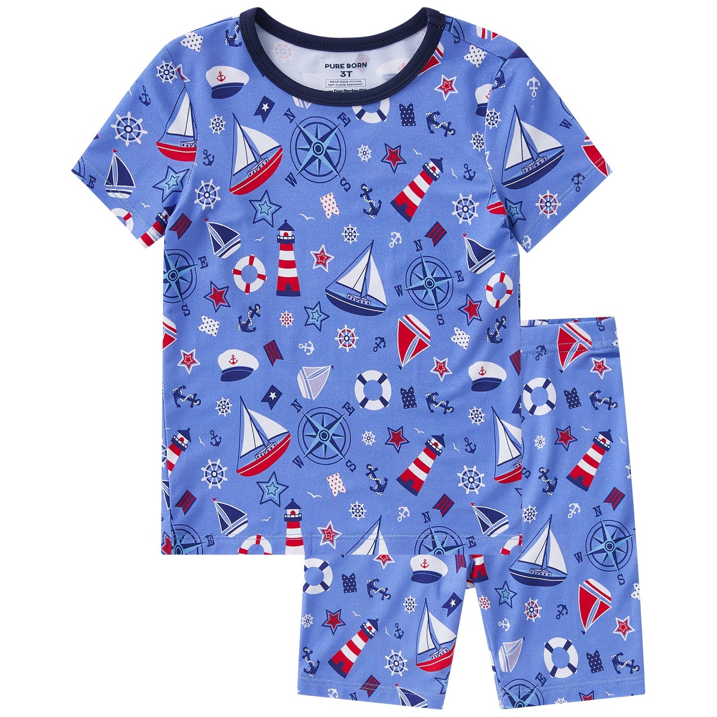 pureborn Toddler Little Kids Viscose From Bamboo Pajamas Set Short Sleeve Pjs Snug Fit Sleepwear 2pcs