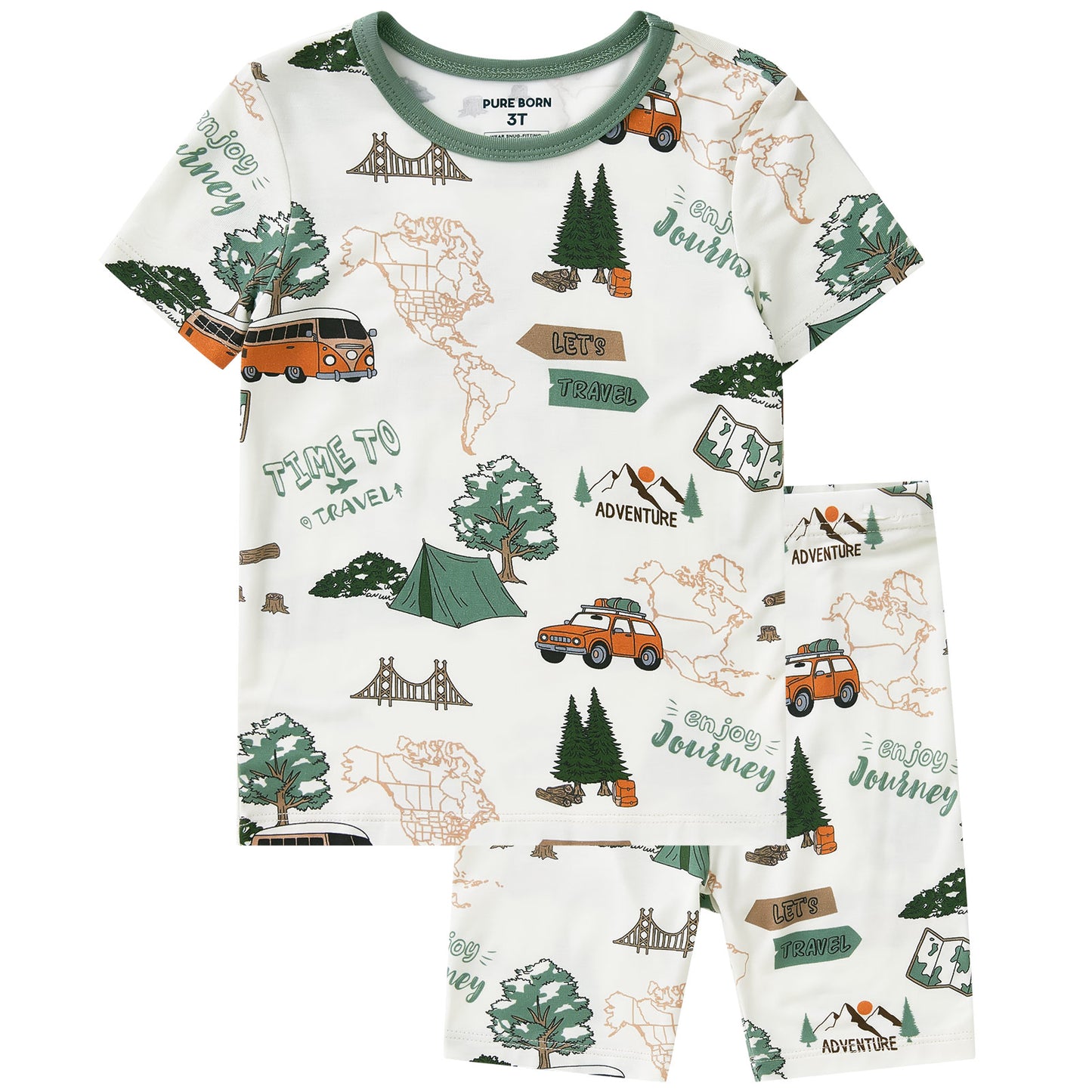pureborn Toddler Little Kids Viscose From Bamboo Pajamas Set Short Sleeve Pjs Snug Fit Sleepwear 2pcs