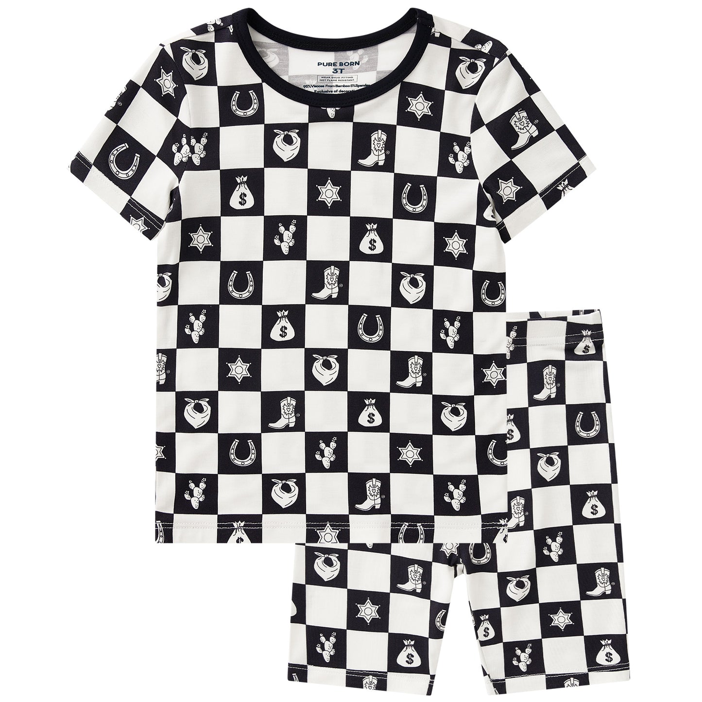 pureborn Toddler Little Kids Viscose From Bamboo Pajamas Set Short Sleeve Pjs Snug Fit Sleepwear 2pcs