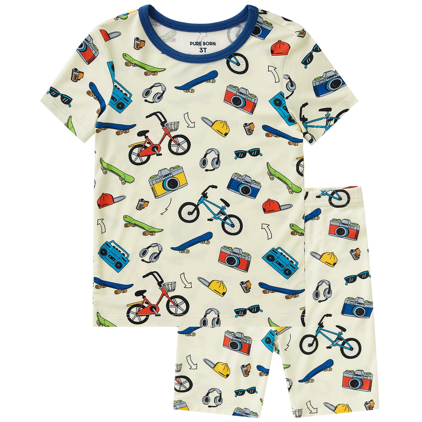 pureborn Toddler Little Kids Viscose From Bamboo Pajamas Set Short Sleeve Pjs Snug Fit Sleepwear 2pcs
