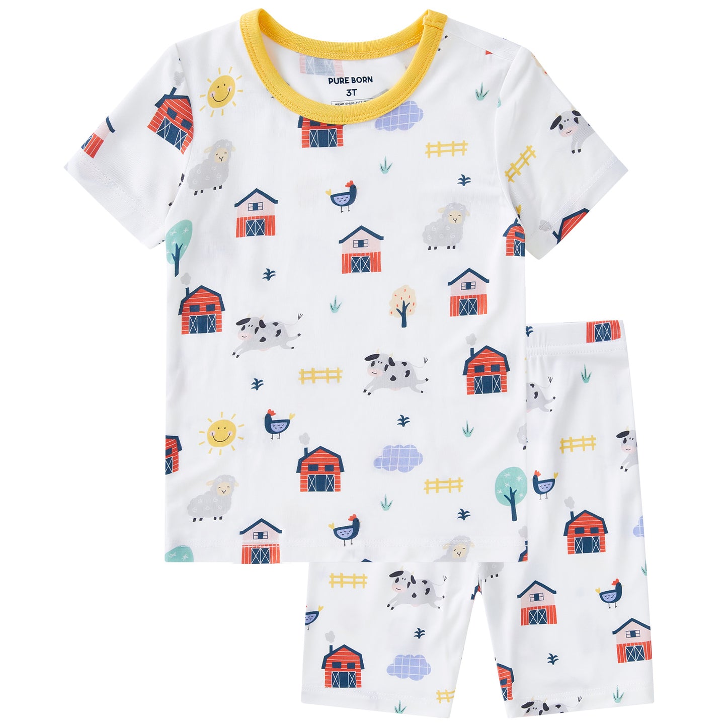pureborn Toddler Little Kids Viscose From Bamboo Pajamas Set Short Sleeve Pjs Snug Fit Sleepwear 2pcs
