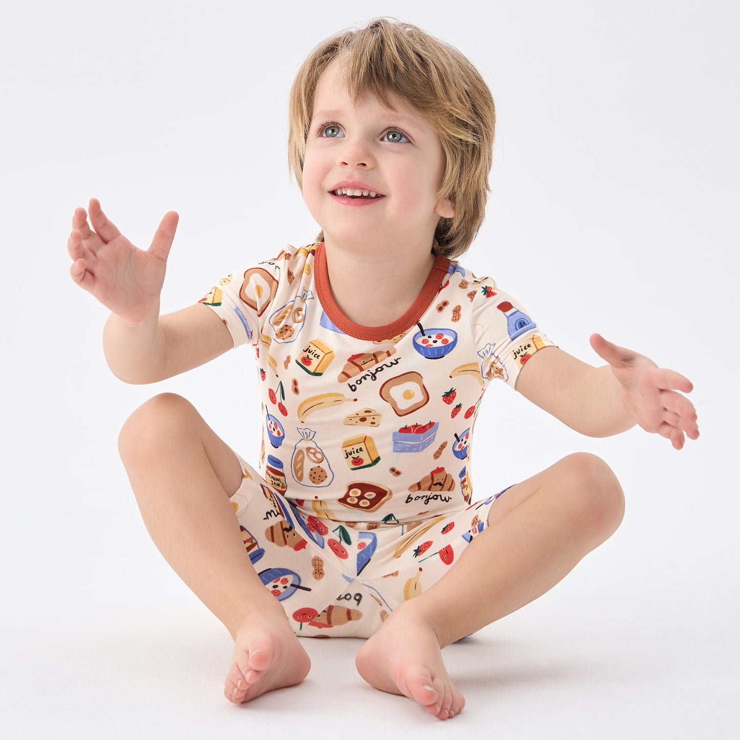 pureborn Toddler Little Kids Viscose From Bamboo Pajamas Set Short Sleeve Pjs Snug Fit Sleepwear 2pcs