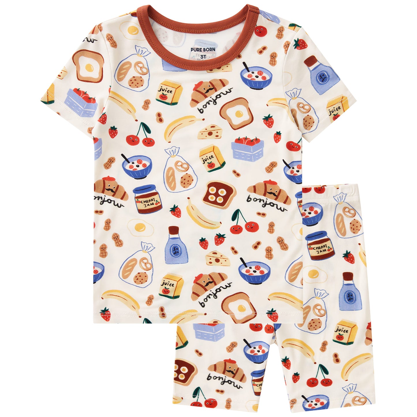 pureborn Toddler Little Kids Viscose From Bamboo Pajamas Set Short Sleeve Pjs Snug Fit Sleepwear 2pcs