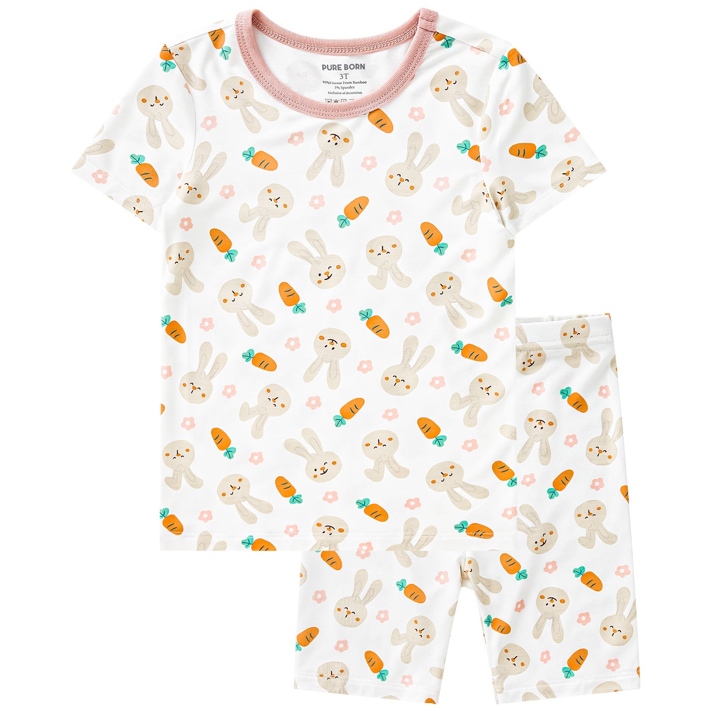 pureborn Toddler Little Kids Viscose From Bamboo Pajamas Set Short Sleeve Pjs Snug Fit Sleepwear 2pcs