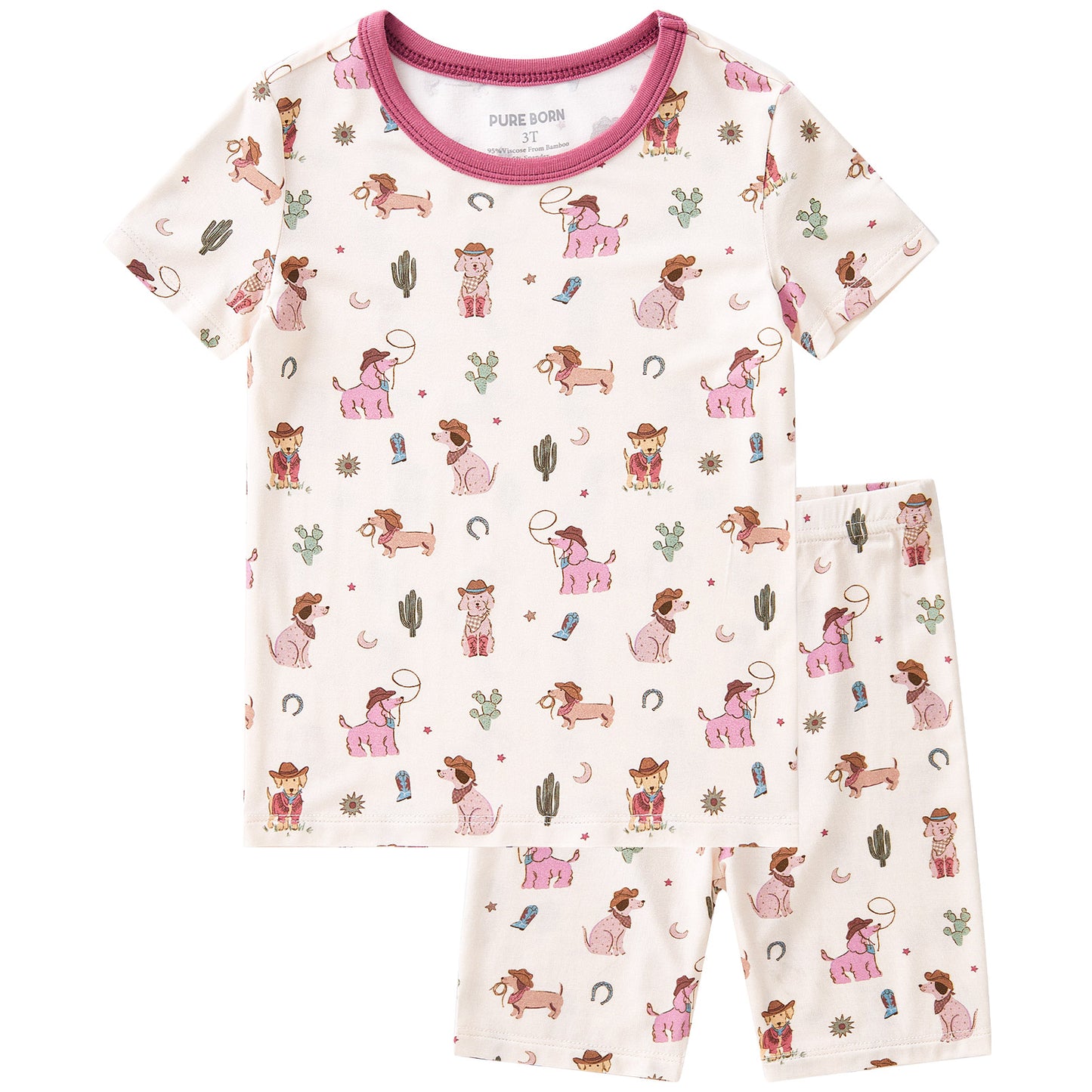 pureborn Toddler Little Kids Viscose From Bamboo Pajamas Set Short Sleeve Pjs Snug Fit Sleepwear 2pcs