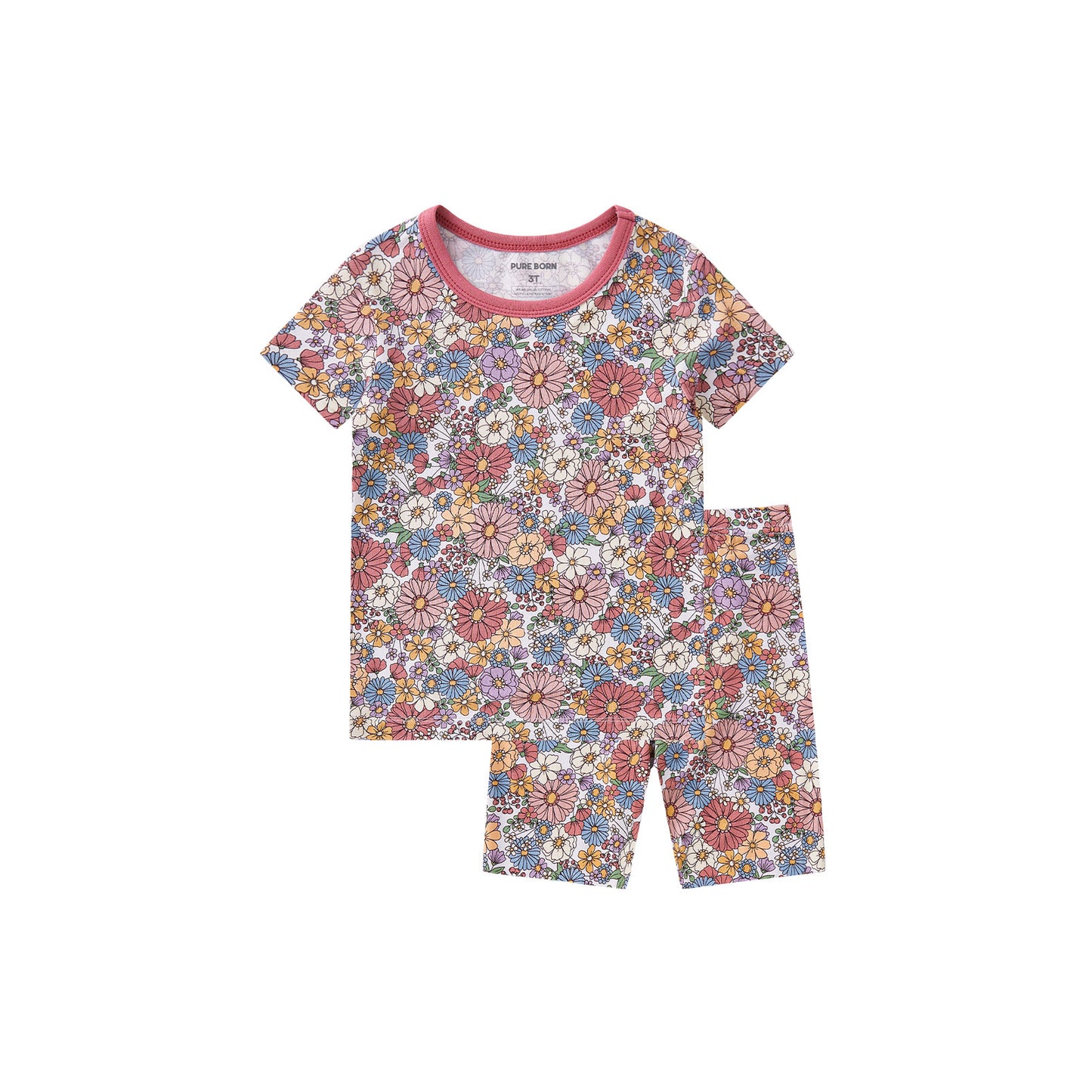 pureborn Toddler Little Kids Viscose From Bamboo Pajamas Set Short Sleeve Pjs Snug Fit Sleepwear 2pcs