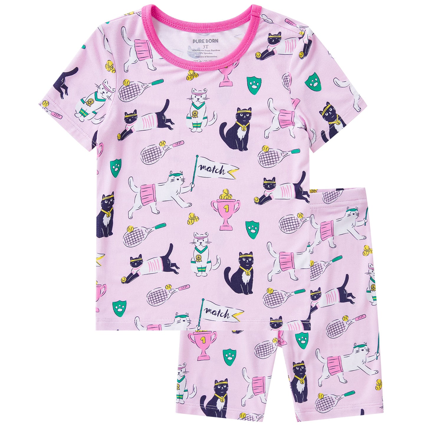 pureborn Toddler Little Kids Viscose From Bamboo Pajamas Set Short Sleeve Pjs Snug Fit Sleepwear 2pcs