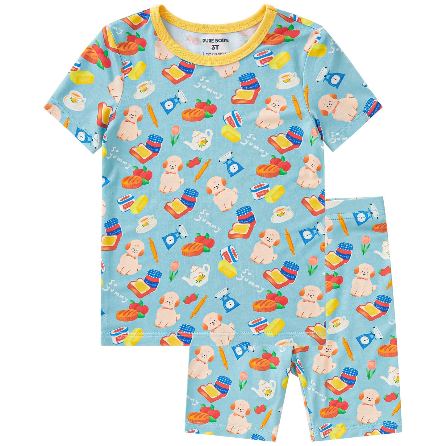 pureborn Toddler Little Kids Viscose From Bamboo Pajamas Set Short Sleeve Pjs Snug Fit Sleepwear 2pcs