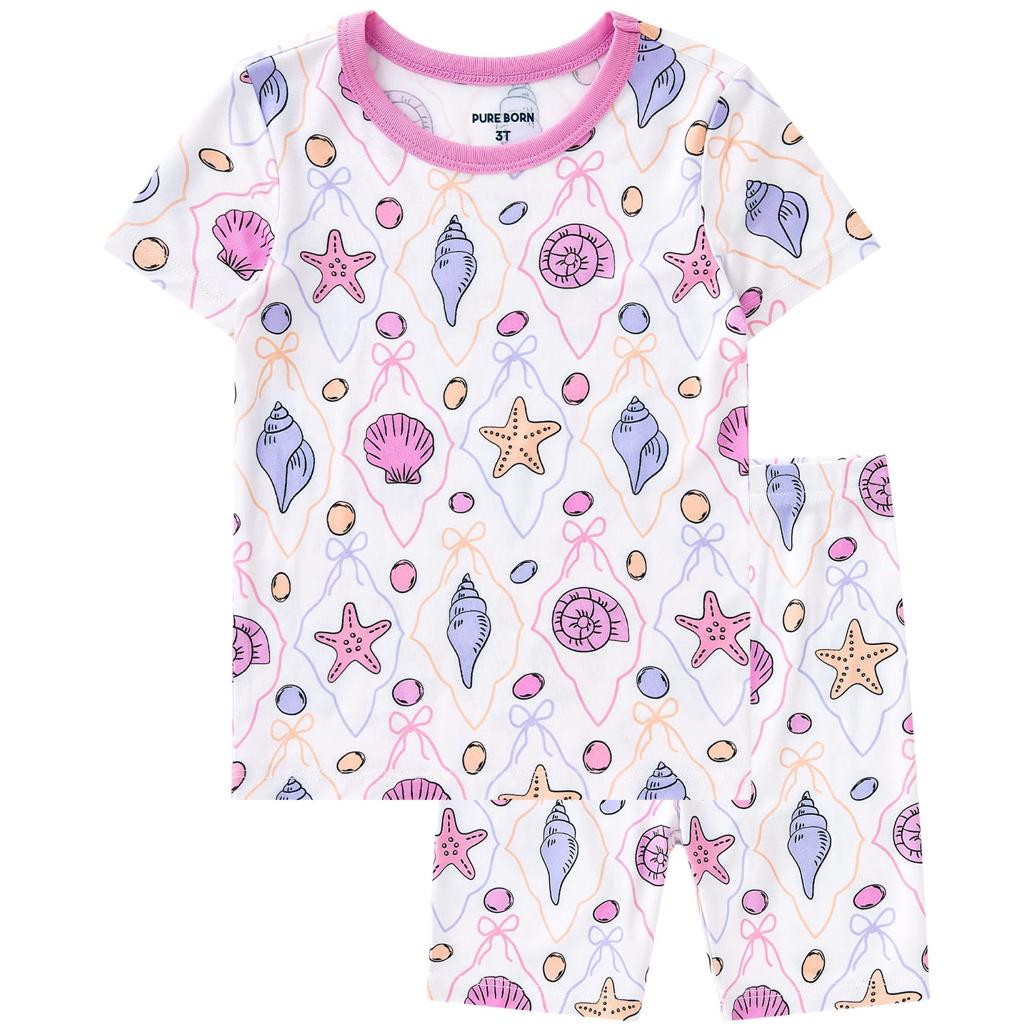 pureborn Toddler Little Kids Viscose From Bamboo Pajamas Set Short Sleeve Pjs Snug Fit Sleepwear 2pcs