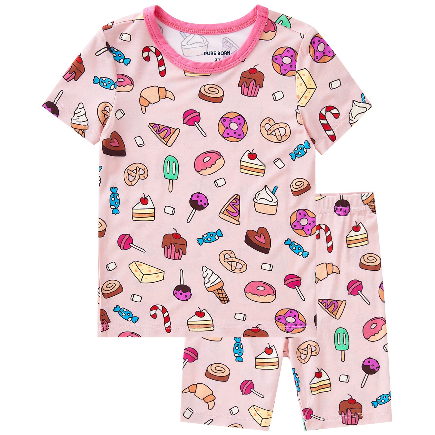 pureborn Toddler Little Kids Viscose From Bamboo Pajamas Set Short Sleeve Pjs Snug Fit Sleepwear 2pcs