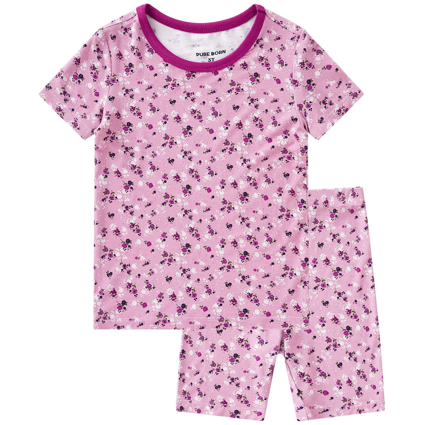 pureborn Toddler Little Kids Viscose From Bamboo Pajamas Set Short Sleeve Pjs Snug Fit Sleepwear 2pcs