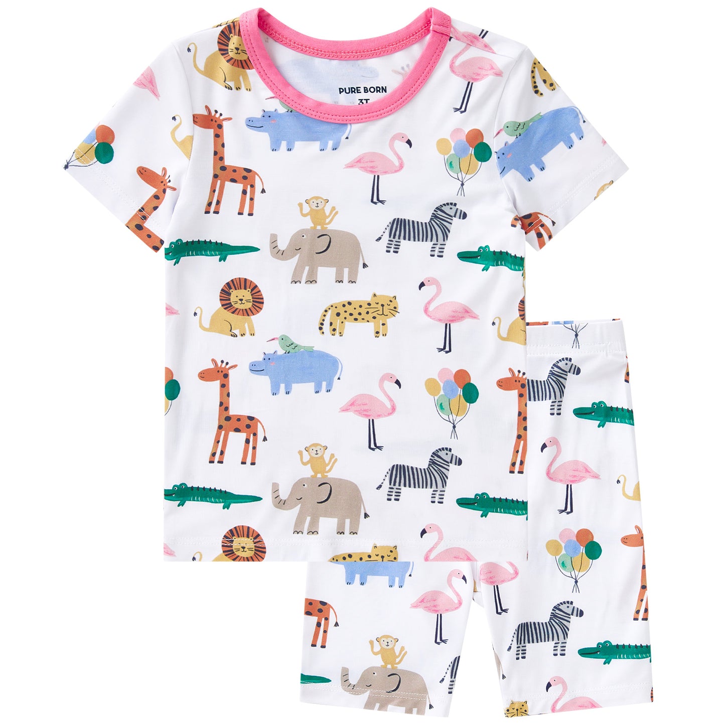 pureborn Toddler Little Kids Viscose From Bamboo Pajamas Set Short Sleeve Pjs Snug Fit Sleepwear 2pcs
